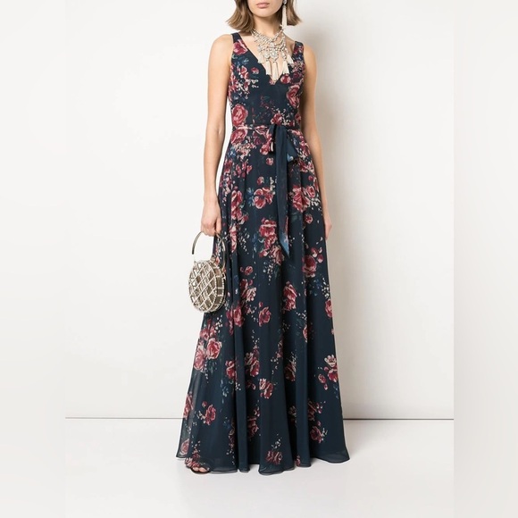 Marchesa Notte Bridesmaids Floral Maxi  Gown - Picture 1 of 11